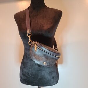 Coach Navy Blue Signature Leather Women's Belt Bag